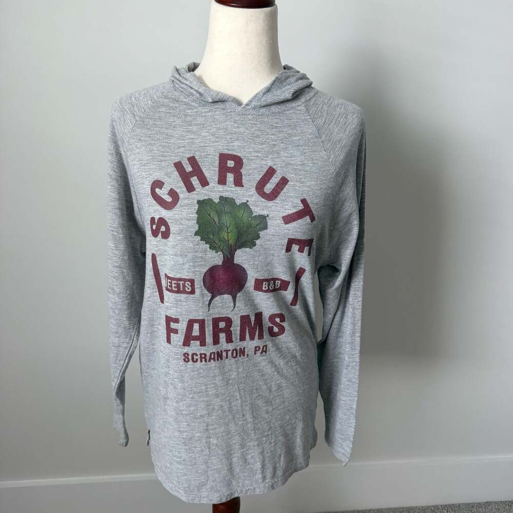 The Office Schrute Farms Gray Long Sleeve Lightweight Hoodie